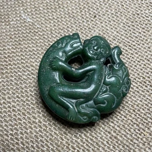 Jade Amulets Japanese Jewelry Stone Necklace Pendants Carved Old Chinese X1 - Picture 1 of 3