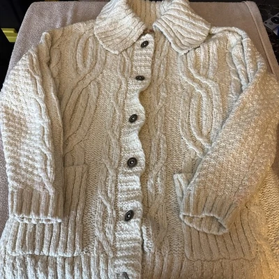 Anthropologie Pilcro M 码象牙线针织羊毛混纺开衫毛衣 — 第 1/4 张图片