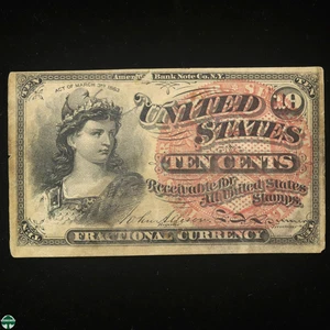 1863 10 Cents United States Fractional Currency - with 1937 marked sales pack - Picture 1 of 6
