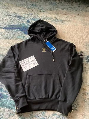 Moletom com capuz feminino Adidas Originals Classics Trefoil preto e dourado com zíper tamanho P novo com etiquetas - Imagem 1 de 4