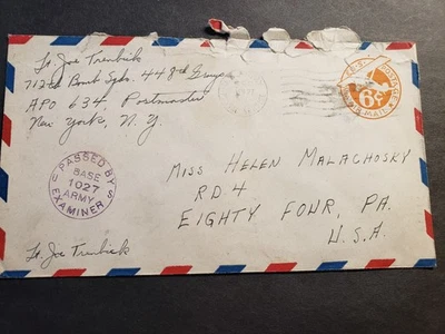 APO 634 WELLINGBOROUGH, ENGLAND 1944 Censored WWII Army Cover 448 BOMB Gp 712 Sq - Image 1 of 2