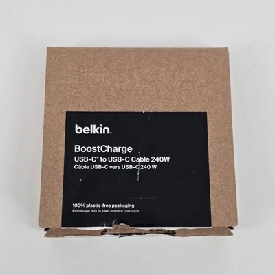 Belkin BoostCharge USB-C to USB-C Cable 240W Fast Charge Braided 3.3FT - White - Image 1 of 3