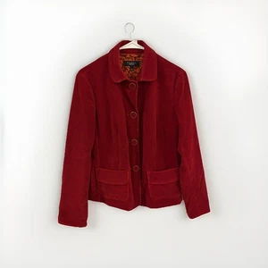 Blazer Talbots rosso velluto a coste donna taglia 8 tasche foderato vacanze ufficio festa - Foto 1 di 8