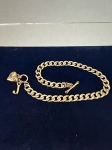 Juicy Couture Puffy Heart J Toggle Necklace w/ Lg Gold Tone Cuban Chain 16” - Picture 1 of 9