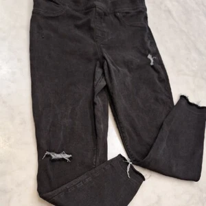 Jeans Spanx skinny pull on elasticizzato invecchiato nero donna taglia XL vita alta orlo grezzo - Foto 1 di 11