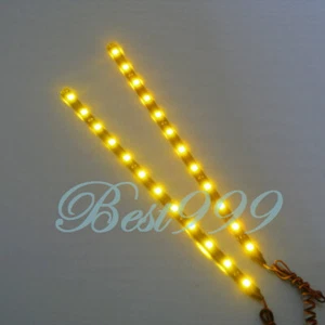 2x Amber/Yellow 12 LEDs 30cm/11.8" 5050 SMD LED Strip Light Waterproof 12V DIY - Picture 1 of 6