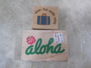 Set mit 2 Holzstempeln - Aloha und Wish You Were Here Koffer - Bild 1 von 2