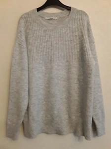 Soft feel, ribbed chest jumper, grey marl, small - Picture 1 of 5
