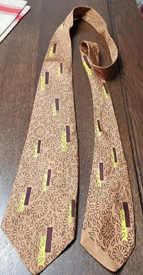 Moote's Seda Rockabilly Para hombres Marrón Corbata Cuello Película TV Utilería Ropa Foto 1 de 4