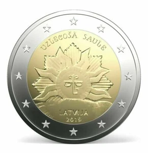 manueduc  LETONIA 2019  2 EUROS SOL NACIENTE  ESCUDO  DE ARMAS  solo 300.000 UNC - Bild 1 von 1