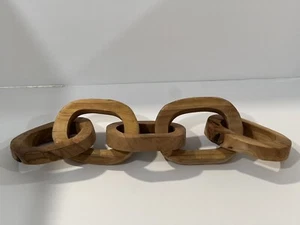 5 maglie catena in legno intagliato a mano 22” lunga 5,5”W arredo casa tavolino, arte parete - Foto 1 di 14