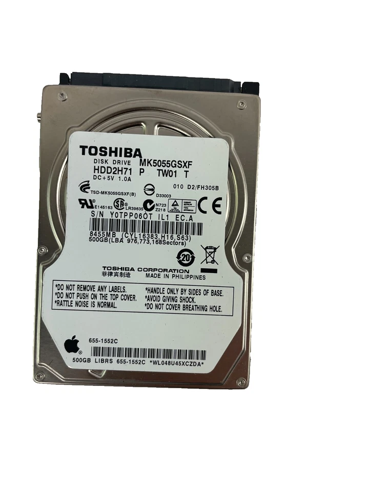 Toshiba Disc Drive Model MK5055GSXF HDD2H71 Internal Hard Drive Cache 8 MB - Image 1 of 3