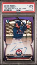 2023 Bowman Chrome TOMMY SPECHT 1st Auto Purple /250 PSA 9 Texas Rangers #CPA-TS
