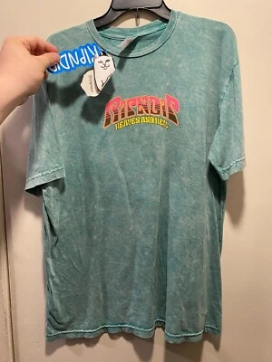 Rip n Dip Heaven and hell 猫图形绿色 XL T 恤全新带标签  — 第 1/2 张图片