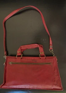 Bolso de hombro vintage de cuero rojo para mujer con cremallera DePe mediados del siglo XX - Imagen 1 de 6