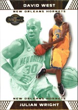 2007-08 Topps Co-Signers Gold Green Card #82A Julian Wright/David West/59