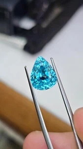 10 Ct GIE Certified Natural Paraiba Tourmaline Neon Blue Pear Loose Gemstone - Picture 1 of 4