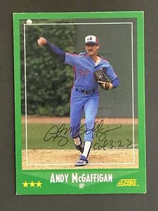 Andy McGaffigan Autograph Signed 1988 Score Montreal Expos - Picture 1 of 1