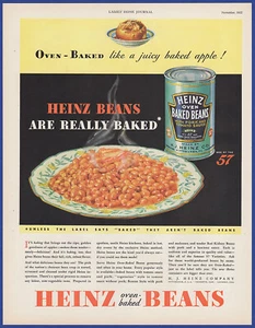 Vintage 1932 HEINZ Oven Baked Beans Food Kitchen Art Decor 30's Print Ad - Picture 1 of 1