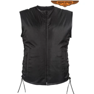 Men Nylon Textile Vest With Leather Trim & Gun Pocket size 5XL #MV300-NS-CC - Picture 1 of 7