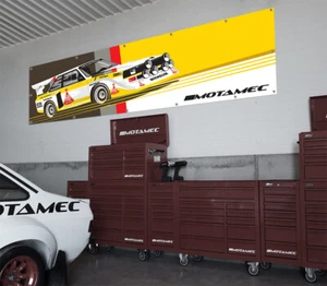 Bandera de pared grande para garaje y taller Motamec Audi Quattro S1 Grupo B coche de rally - Imagen 1 de 3