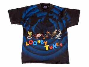 1992 Looney Tunes Vintage Black Taz Bugs Bunny Coyote Daffy Marvin T-Shirt - XL - Picture 1 of 7