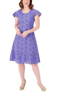 Vestido Isaac Mizrahi Live Encaje con Borde de Enrejado Azul Orquídea - Imagen 1 de 1