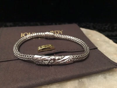 💕Brazalete Estación Diamante Plata Esterlina John Hardy Lahar, Talla M- $1,100 Nuevo sin Etiquetas Foto 1 de 4