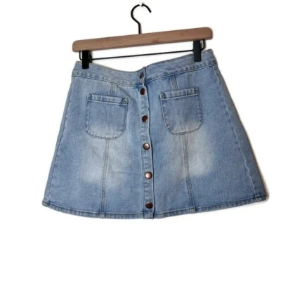 Minifalda vaquera Brandy Melville para mujer azul claro parche bolsillo talla 28 retro años 70  Foto 1 de 4
