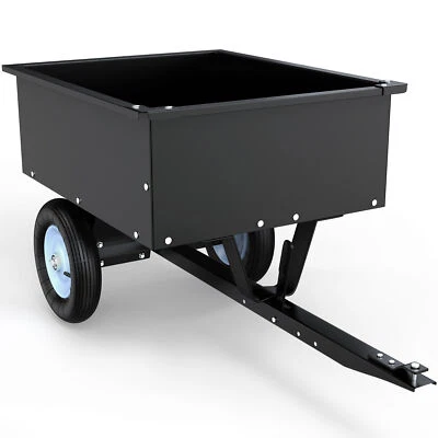 Dump Cart Tow Behind Lawn 350LB Steel Black for Lawn Tractor & ATV UTV W/ Wheels - Image 1 of 4