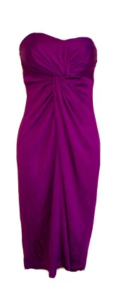 Laila Azhar Womens Silk Dress M Fuchsia￼￼ Pink Sheath Cocktail Stretch Pull On - Image 1 of 4
