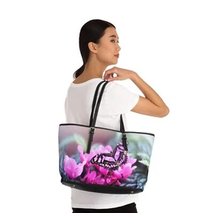 Butterfly Floral Leather Shoulder Bag Stylish Everyday Tote, Chic Purse Designer - Picture 1 of 9