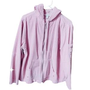 Dressbarn size 1X dusty pink corduroy zip front jacket. - Picture 1 of 5