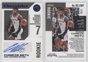 2018 Panini Chronicles Signatures Blue /49 Chimezie Metu #RC-CMT Rookie Auto RC