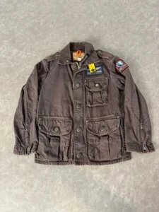 Parajumpers Girls Tactical Jacket Snap Button Logo Patch Choco Brown Size 6 - Picture 1 of 11
