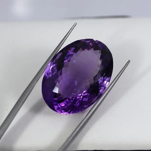 36.2 Cts 26x18.8 MM Natural Purple Amethyst Faceted Oval Gemstone For Jewelry - Picture 1 of 18