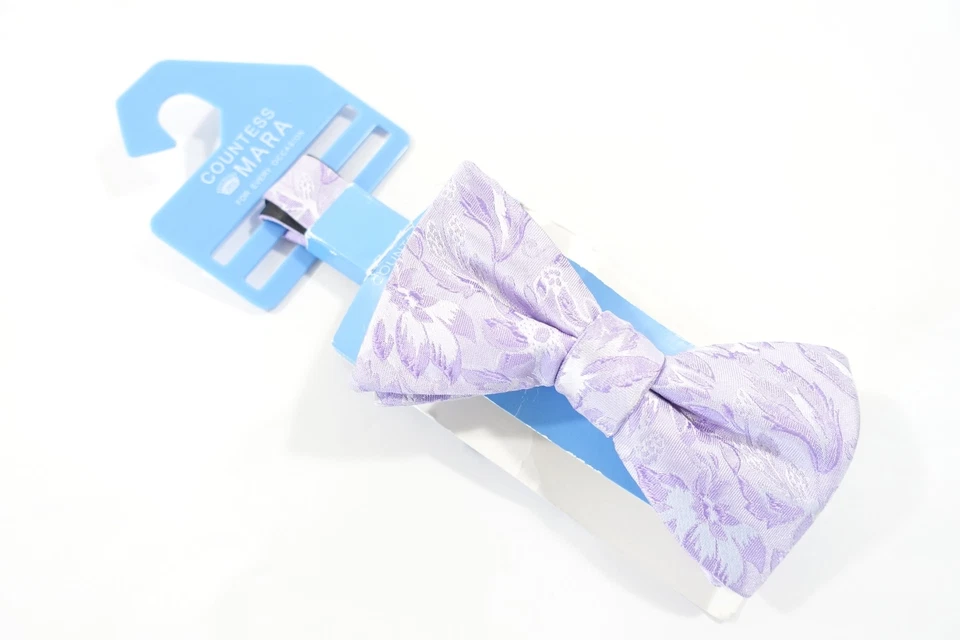 PAJARITA CONDESA MARA LYONS FLORES FLORALES LAVANDA PÚRPURA MEZCLA SEDA CUELLO PARA HOMBRE  Foto 1 de 4