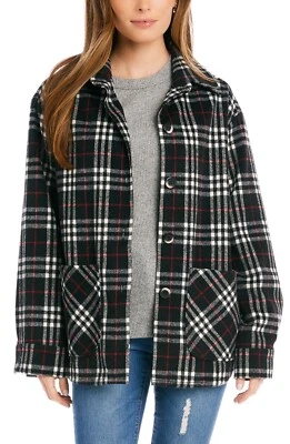 NUEVO KAREN KANE CAMISA NEGRA A CUADROS ABRIGO CHAQUETA TALLA XL $220 Foto 1 de 4