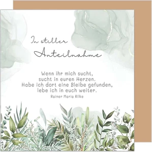 Premium quadratische Trauerkarte mit Umschlag. Beileidskarte Karte mit Spruch In - Bild 1 von 6