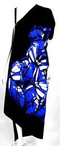 Vestido midi asimétrico crepé seda estampado mariposa negro y azul ESCADA 38 - Imagen 1 de 8
