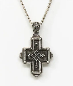 NYJEWEL Konstantino 925 Sterling Silver Cross Pendant With Chain Necklace 18" - Picture 1 of 8