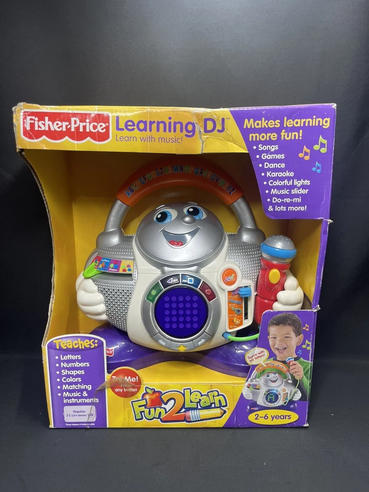 FISHER PRICE FUN 2 LEARN LEARNING DJ TEACHES LETTERS NUMBERS SHAPES COLORS NOS - Image 1 of 4