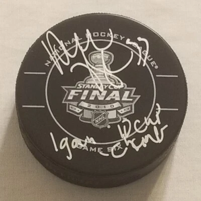 Dustin Byfuglien Autographed 2010 Stanley Cup Finals Game Six Puck (BAS) - Image 1 of 2