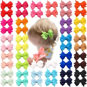 Baby Hair Clips 50Pcs Tiny 2" Baby Girls Hair Bows Fully Covered Barrettes Clips - Picture 1 of 7