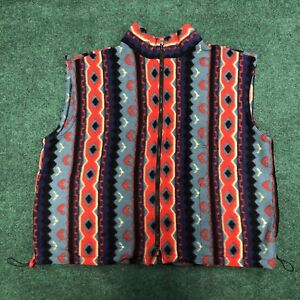Vintage 90s Aztec Fleece Zip Up Vest Size 2XL Colorful Southwestern Native