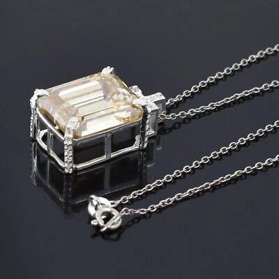 10 Karat Champagner Smaragdschliff Behandelt Diamant Anhänger VVS1 Zertifiziert! - Bild 1 von 4