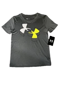 Under Armour Grey Athletic Yellow Quick Dry Short Sleeve Shirt NWT Boys 7 - Picture 1 of 6