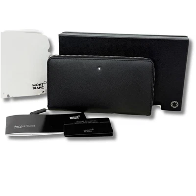 MONTBLANC Sartorial Cartera Larga Cuero de Becerro Saffiano Cremallera Negra 11x20x2.5 NNBs69 Foto 1 de 4