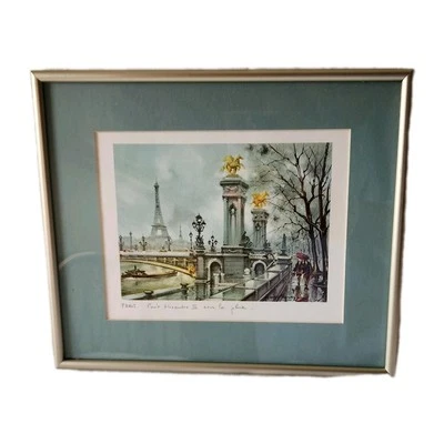 Impresión litografiada de Maurice Legendre "Paris Pont Alexandre III Sous La Pluie" Foto 1 de 4