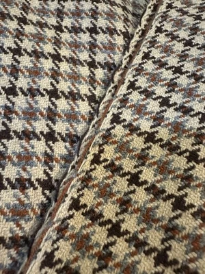 100% Wool Houndstooth Plaid Fabric 60" X 2 Yards +15"  Brown Tan Gray Rust Soft - Image 1 of 4